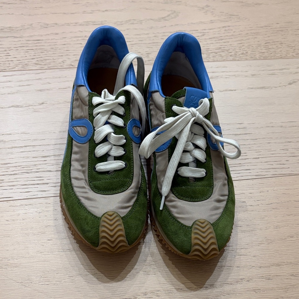 LOEWE Stylish Green and Blue Womens Sneakers Size 38